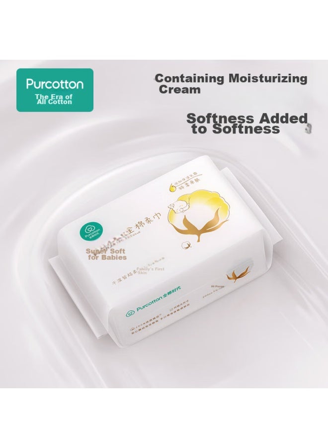 Purcotton [sun Yingsha's Choice] Ultra-soft Cotton Wipes For Baby, Wet And Dry Use Face Towels, 80 Sheets/pack - Image 1