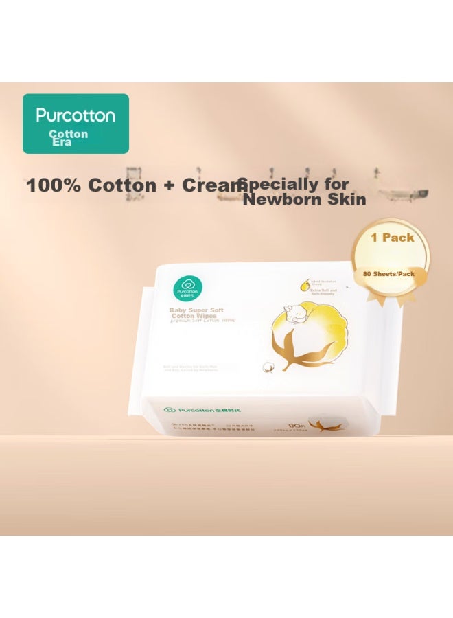 Purcotton [sun Yingsha's Choice] Ultra-soft Cotton Wipes For Baby, Wet And Dry Use Face Towels, 80 Sheets/pack - Image 4