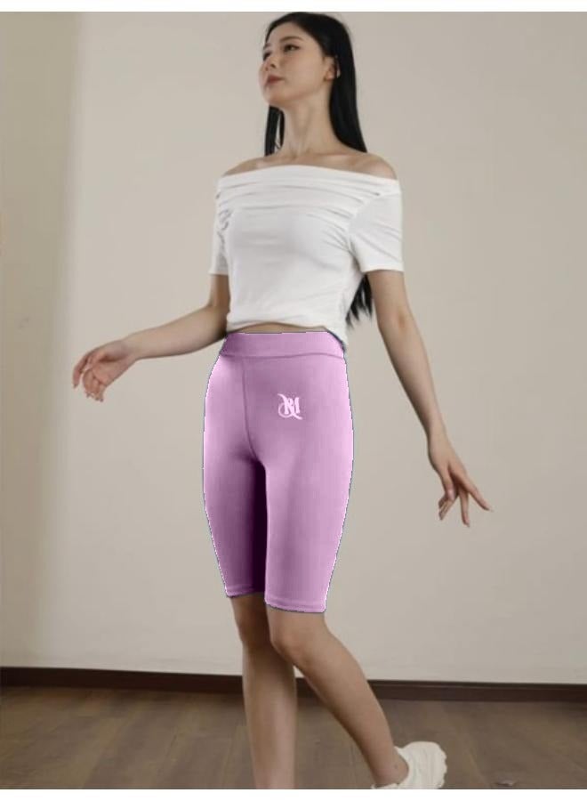 No brands شورت نسائي بدون خياطة بطول الركبة، بنطال ضيق للمشي وتمارين اليوغا وأكتيفيوير KU403 - Image 1