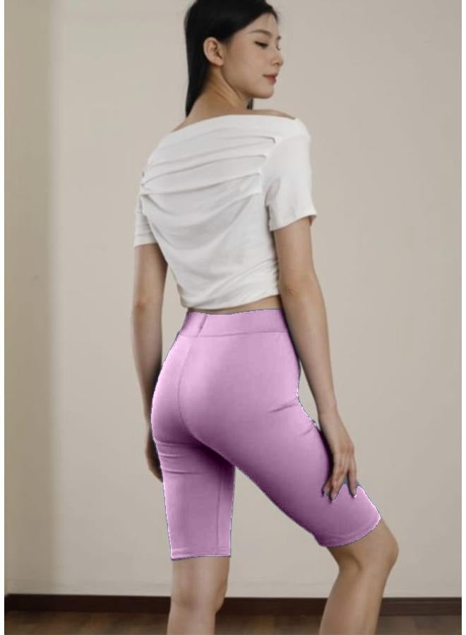 No brands شورت نسائي بدون خياطة بطول الركبة، بنطال ضيق للمشي وتمارين اليوغا وأكتيفيوير KU403 - Image 3