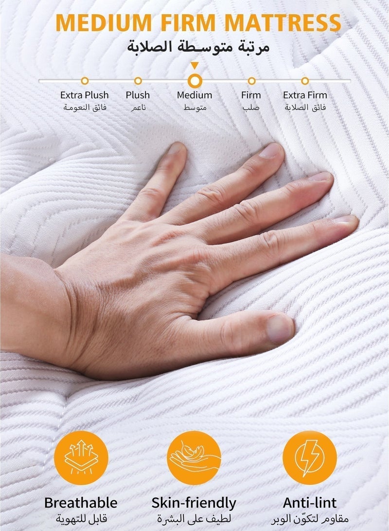 Ageye 90x190x20cm Hybrid Mattress 7-Layer Comfort System, Pocket Spring & High-Density Foam, Breathable Fabric for Cool Sleep, High Resilience & Pressure Relief, Motion Isolation for Undisturbed Night, Medium Firm, OEKO-TEX & CertiPUR-US Certified, Single Size - Image 2