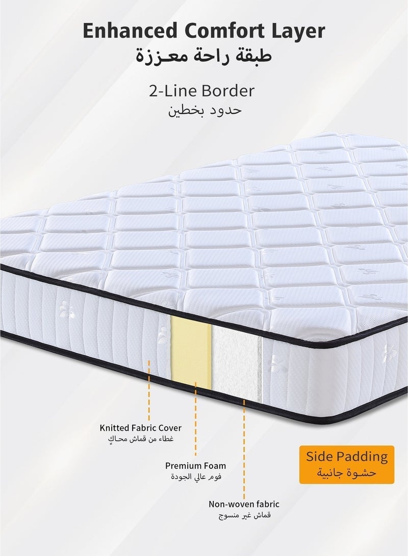 Ageye 90x190x20cm Hybrid Mattress 7-Layer Comfort System, Pocket Spring & High-Density Foam, Breathable Fabric for Cool Sleep, High Resilience & Pressure Relief, Motion Isolation for Undisturbed Night, Medium Firm, OEKO-TEX & CertiPUR-US Certified, Single Size - Image 4