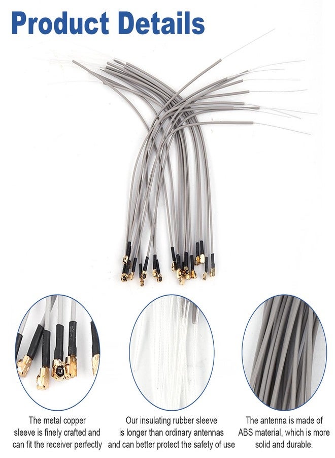 Plplaaoo 20PCS 2.4G Receiver Antenna for FrSky, IPEX Interface 2.4GHz Receiver Antenna 15cm Replacement for RC Aircraft & Drones,IPEX Port Compatible with Futaba & Spektrum - Image 3