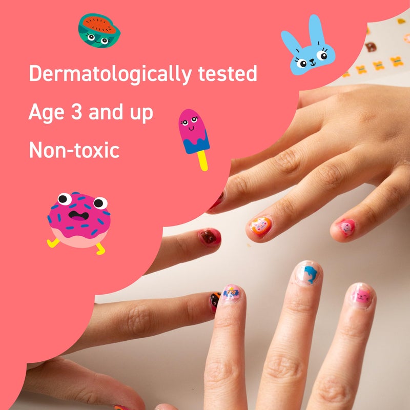 Omy Kawaii Nail Stickers for Kids - 200 Stickers, Waterproof, Durable, Fun, Creative Designs | Strong Enough to Last Through Hand Washing - Easy to Apply, Safe, Non-Toxic | Age 3 and Up - Image 5
