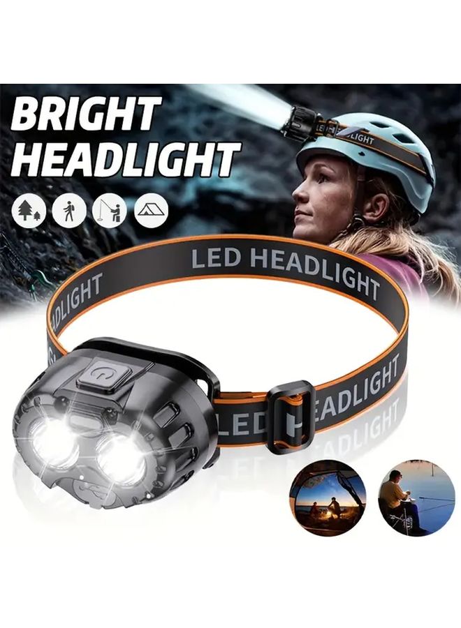 USB Rechargeable 2 LED Headlamp Adjustable Gooseneck Hands Free For Camping Hiking - Image 2