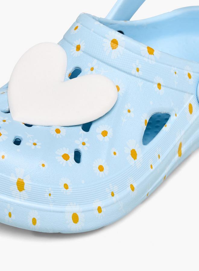 Aqua Girls Heart Applique Clogs - Image 4