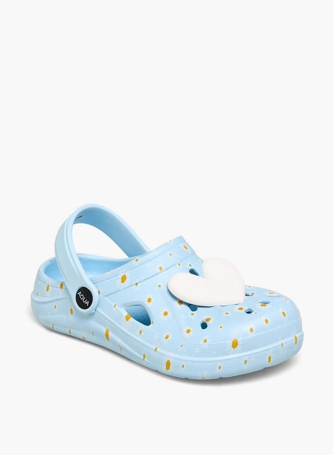 Aqua Girls Heart Applique Clogs - Image 2