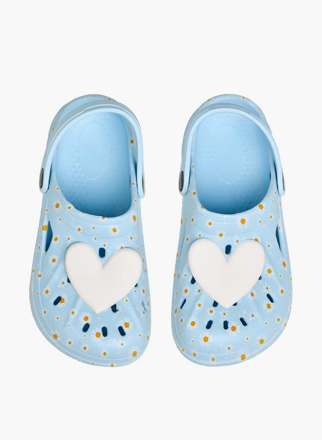 Aqua Girls Heart Applique Clogs - Image 3