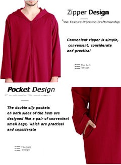 Arabest Long zip-up bathrobe with hood, perfect for vacations by the sea, and beach vacations(Men)  - Image 2