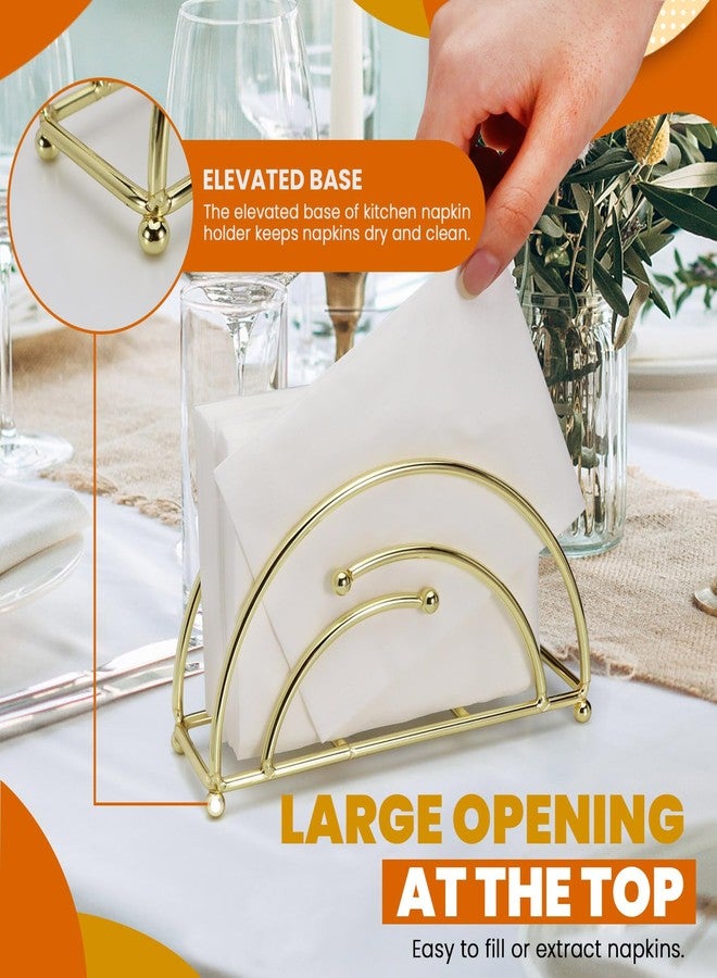 Realand 2Pcs Napkin Holder for Table, Arc Modern Napkin Holders for Paper Napkins, Upright Cocktail Metal Napkin Holder Dispenser for Dinner Kitchen Christmas, Golden - Image 4