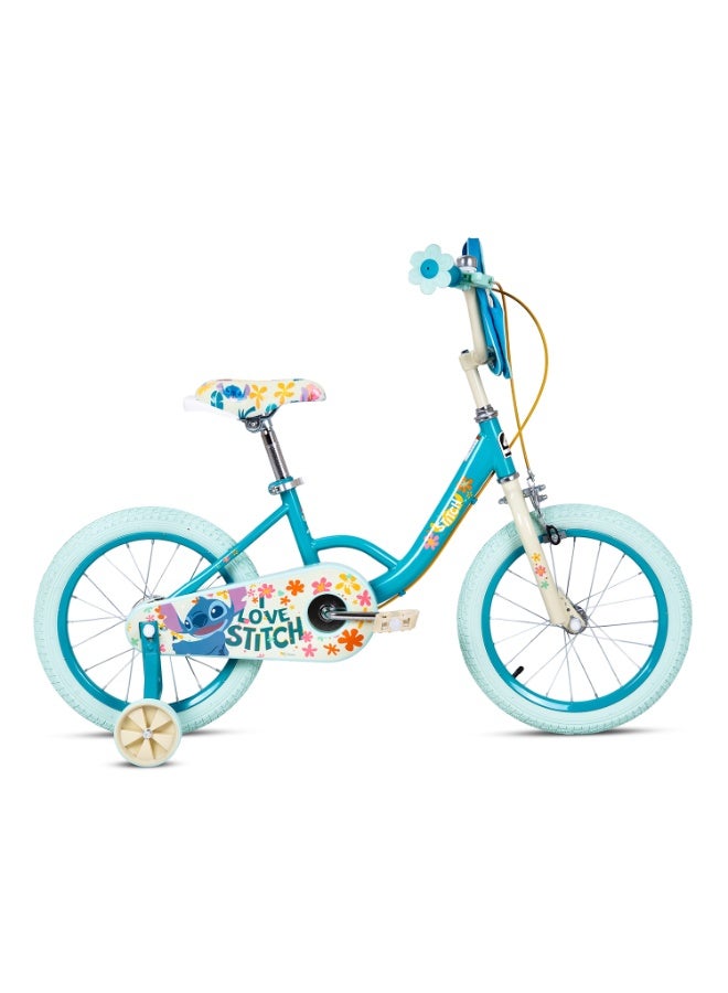 Spartan | 16" Disney Stitch Kids Bicycle - Ergonomic Steel Frame, Child-Safe Caliper Brakes, Reinforced Removable Training Wheels, Quick-Release Seatpost, Full Chain Guard, 16" Air Tyres, Stitch Design | SP-3320-16 - Image 2