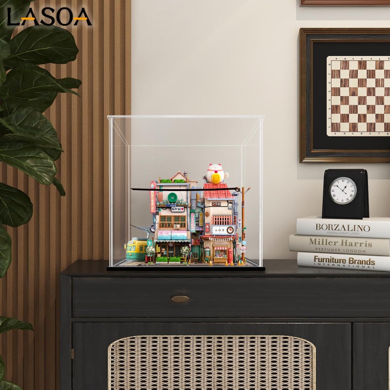 LASOA Acrylic Display Case â€“ Display Box for Collectibles, Figures, Memorabilia, Clear Showcase with Black Base, Self-Assembly Display Container, 12x12x12 inch - Image 2