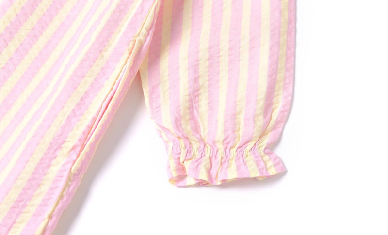 Mud Kingdom Big Girls Long Sleeve Nightgowns Cute Peter Pan Collar Nightdress Pink Stripes Ruffle Sleepwear Fall Size 10-12 - Image 5