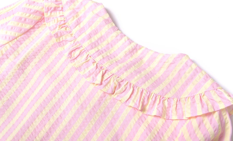 Mud Kingdom Big Girls Long Sleeve Nightgowns Cute Peter Pan Collar Nightdress Pink Stripes Ruffle Sleepwear Fall Size 10-12 - Image 4