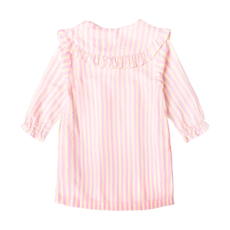Mud Kingdom Big Girls Long Sleeve Nightgowns Cute Peter Pan Collar Nightdress Pink Stripes Ruffle Sleepwear Fall Size 10-12 - Image 2