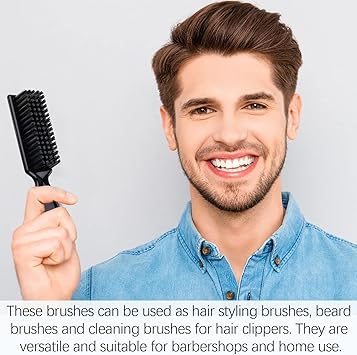 Bansusu Fade Brush Clipper Cleaning brush Hair Clipper Cleaning Hair Brush Bristle Hair Brush Beech comb with Beech Handle Used for Men with Thin or Thick Hair Styling Beard Brush - Image 4