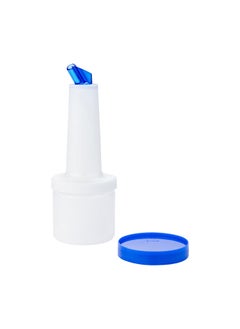 Restaurantware Restaurantware-0.5 qt Plastic Quick Pour Storage Container Bottle - with Blue Spout and Lid - Bar Storage Bottle - Bar Storage Bottle - 3 1/2" x 3 1/2" x 10 1/4" - 1ct Box - Bar Lux  - Image 4