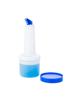Restaurantware Restaurantware-0.5 qt Plastic Quick Pour Storage Container Bottle - with Blue Spout and Lid - Bar Storage Bottle - Bar Storage Bottle - 3 1/2" x 3 1/2" x 10 1/4" - 1ct Box - Bar Lux  - Image 2