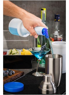 Restaurantware Restaurantware-0.5 qt Plastic Quick Pour Storage Container Bottle - with Blue Spout and Lid - Bar Storage Bottle - Bar Storage Bottle - 3 1/2" x 3 1/2" x 10 1/4" - 1ct Box - Bar Lux  - Image 3