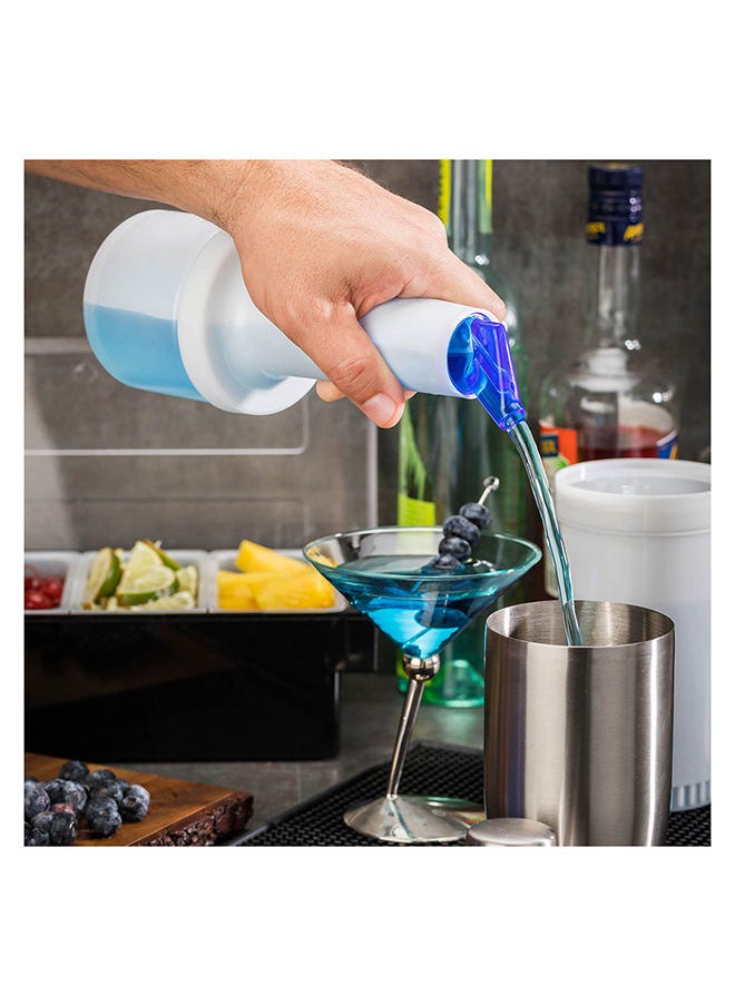 Restaurantware - 0.5 qt Plastic Quick Pour Storage Container Bottle - with Blue Spout and Lid - Bar Storage Bottle - Bar Storage Bottle - 3 1/2" x 3 1/2" x 10 1/4" - 1ct Box - Bar Lux - Image 1