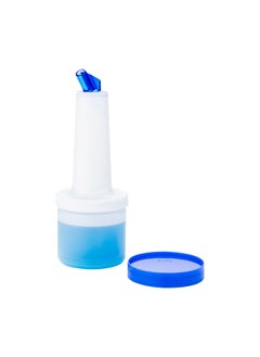 Restaurantware Restaurantware-0.5 qt Plastic Quick Pour Storage Container Bottle - with Blue Spout and Lid - Bar Storage Bottle - Bar Storage Bottle - 3 1/2" x 3 1/2" x 10 1/4" - 1ct Box - Bar Lux  - Image 5