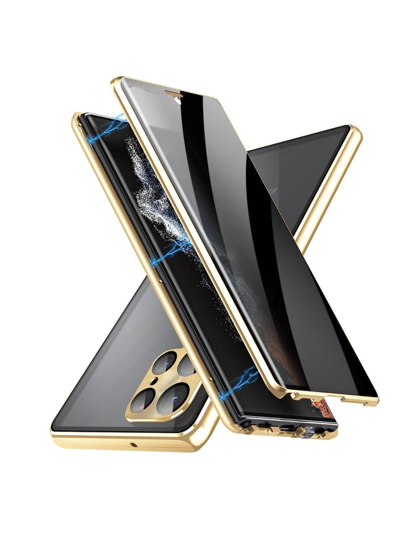 Generic - Magnetic Case Compatible with Samsung Galaxy S23 Ultra Case Magnetic Adsorption Shockproof Aluminum Bumper Double Sided Tempered Glass Case for Galaxy S23 Ultra - Image 1