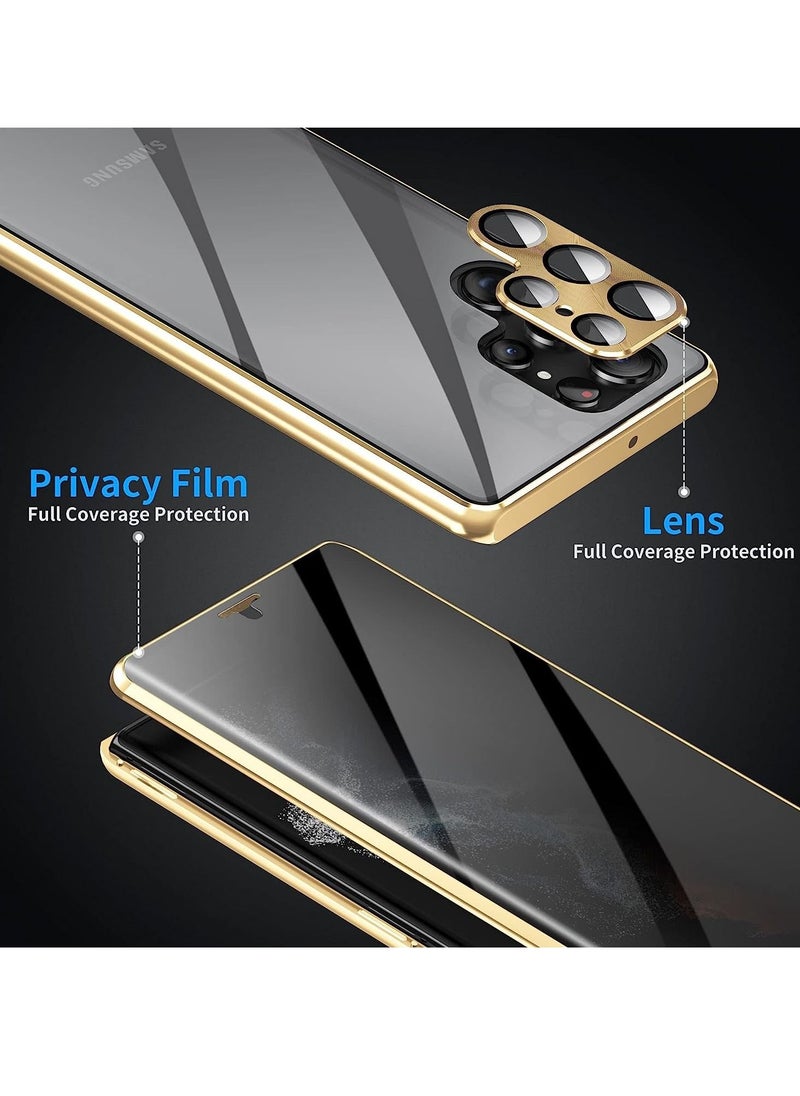 Generic - Magnetic Case Compatible with Samsung Galaxy S23 Ultra Case Magnetic Adsorption Shockproof Aluminum Bumper Double Sided Tempered Glass Case for Galaxy S23 Ultra - Image 1