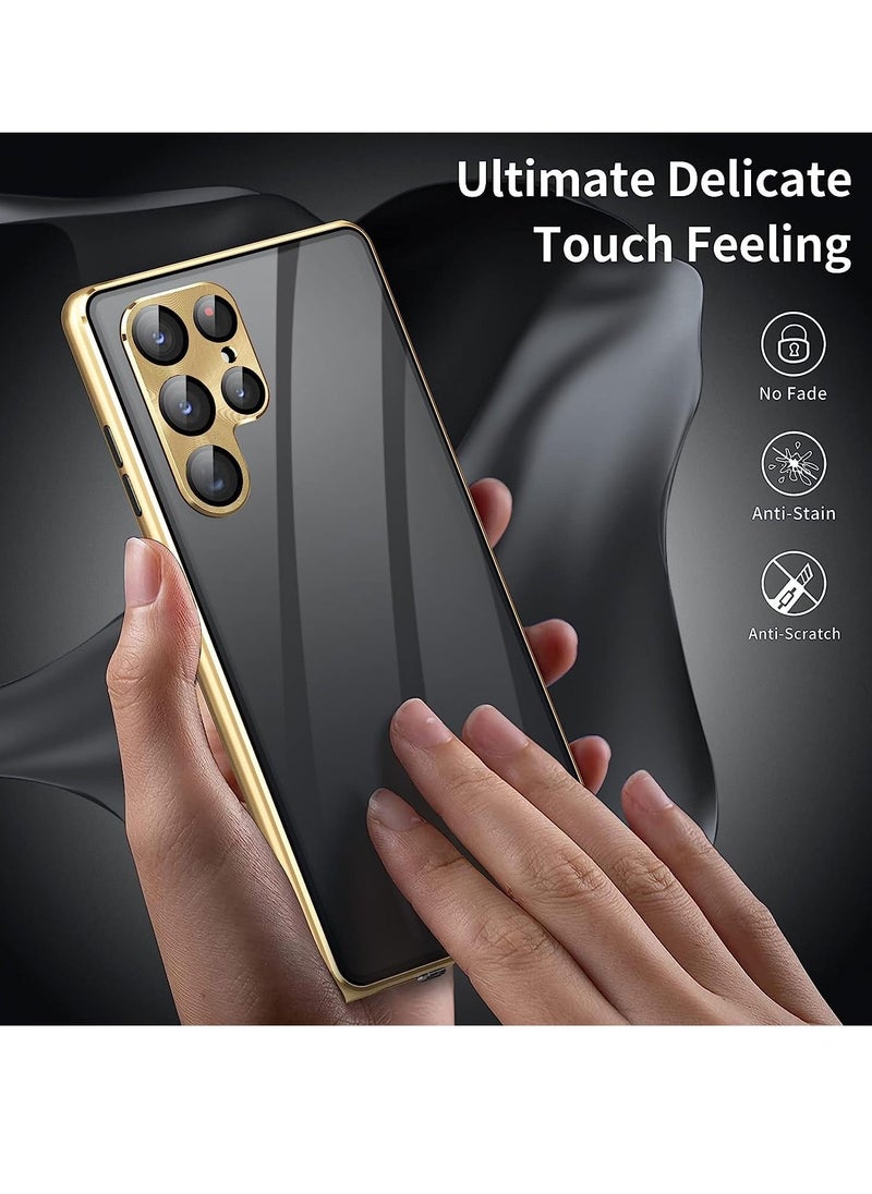 Generic - Magnetic Case Compatible with Samsung Galaxy S23 Ultra Case Magnetic Adsorption Shockproof Aluminum Bumper Double Sided Tempered Glass Case for Galaxy S23 Ultra - Image 1