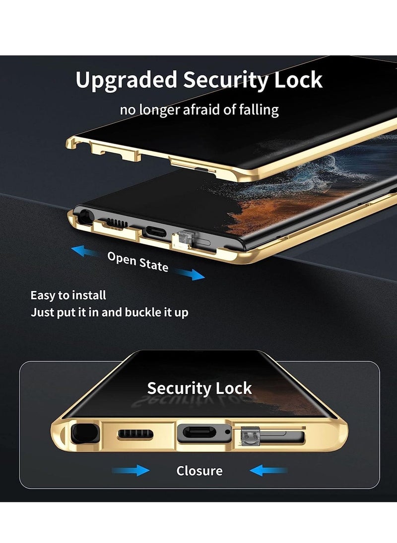 Generic - Magnetic Case Compatible with Samsung Galaxy S23 Ultra Case Magnetic Adsorption Shockproof Aluminum Bumper Double Sided Tempered Glass Case for Galaxy S23 Ultra - Image 1