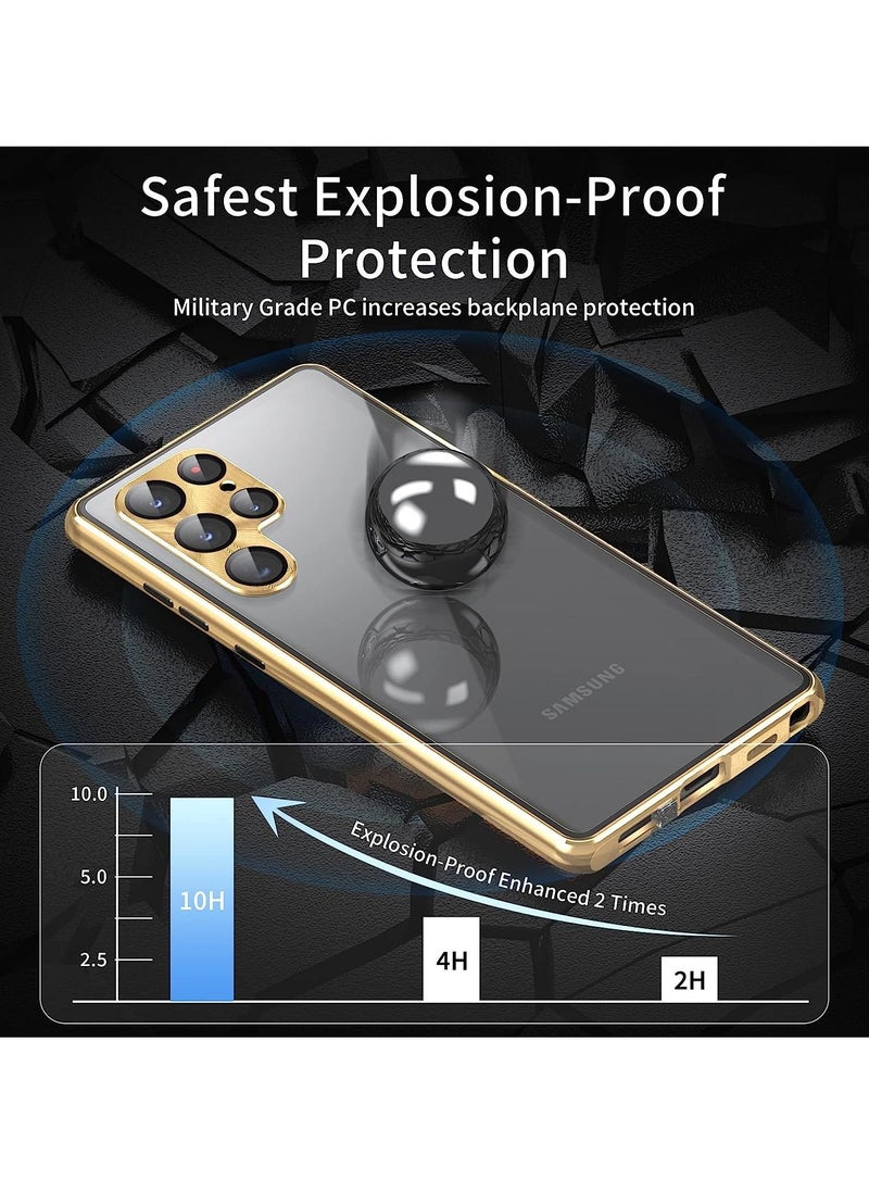 Generic - Magnetic Case Compatible with Samsung Galaxy S23 Ultra Case Magnetic Adsorption Shockproof Aluminum Bumper Double Sided Tempered Glass Case for Galaxy S23 Ultra - Image 1