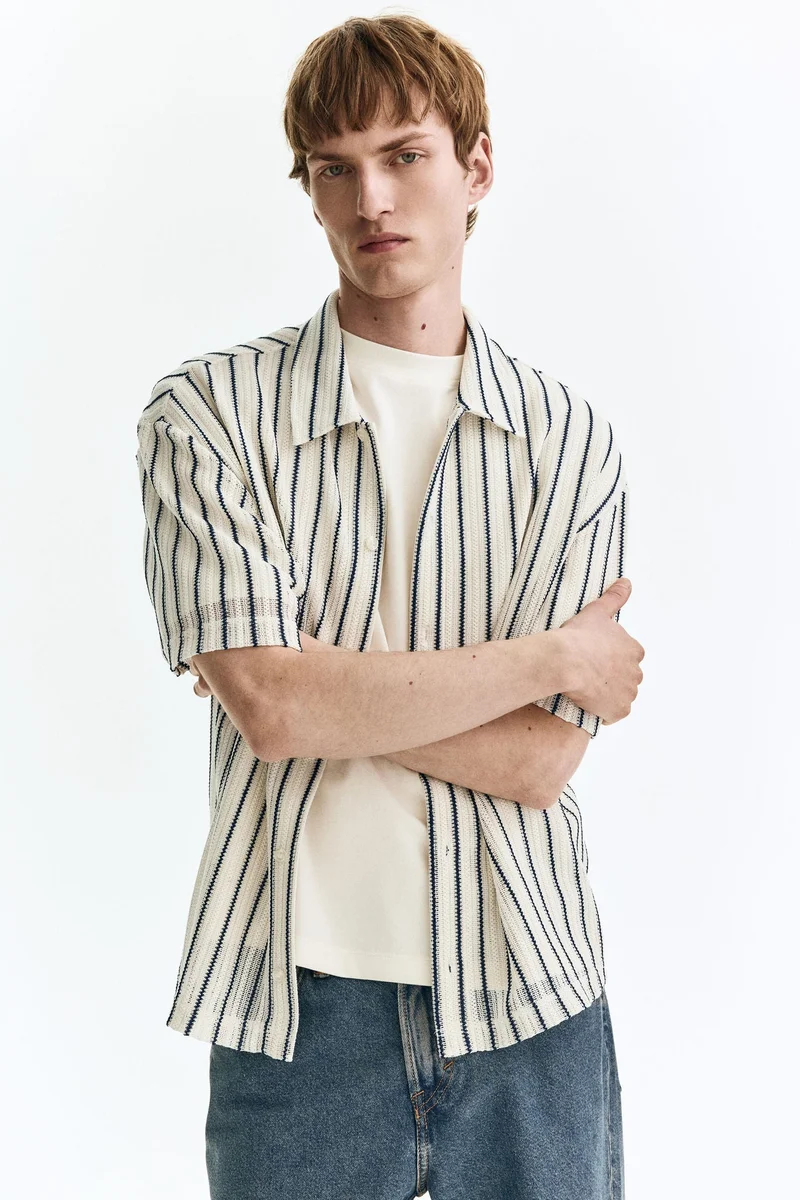 H&M  Regular Fit Textured-knit shirt for Men | Best Price UAE