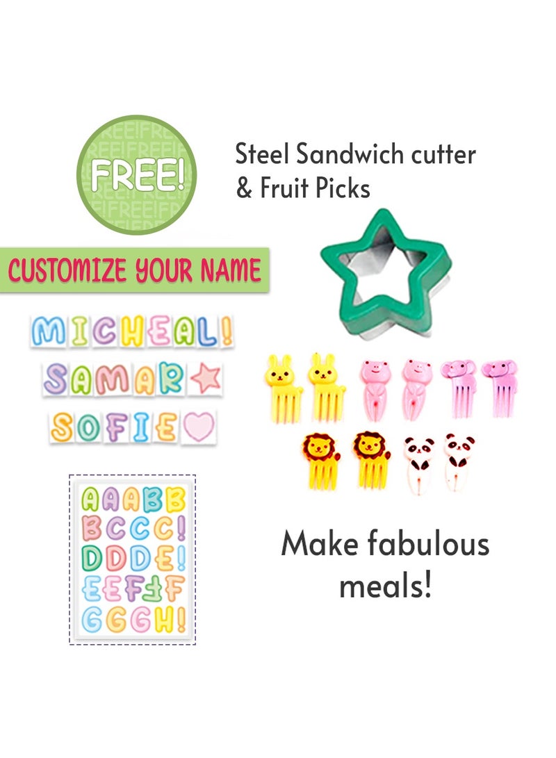 Eazy Kids 6 And 4 Convertible Bento Lunch Box With Sandwich Cutter Set - Mermaid Purple - Image 5