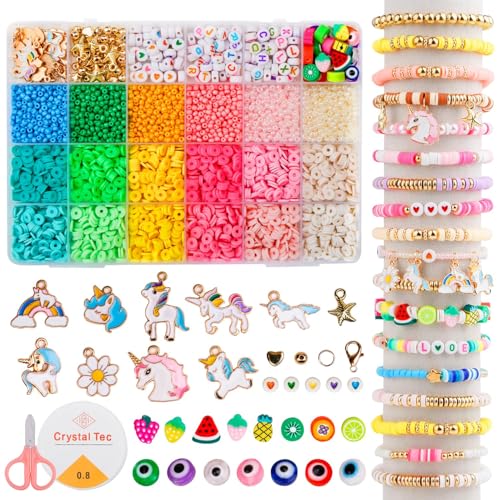 Satmarhz Unicorn Bracelet Making Kit for Girls, Jewellery Making Kit for Kids DIY Clay Bead Set Making, Toys for Girls Age 6-12 Years Old Multicolor - Image 1