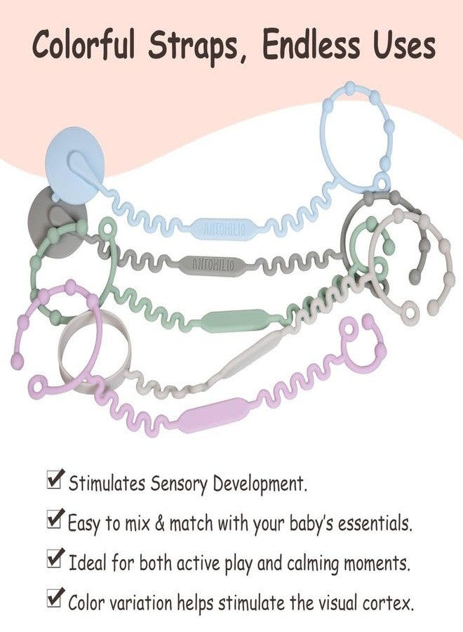 ANTOMILIO Silicone Baby Toy Straps – 5 Pack Adjustable Toy Holders for Stroller, High Chair & Car Seat – Durable Pacifier Leash, Bottle Strap & Baby Travel Essential - Image 5