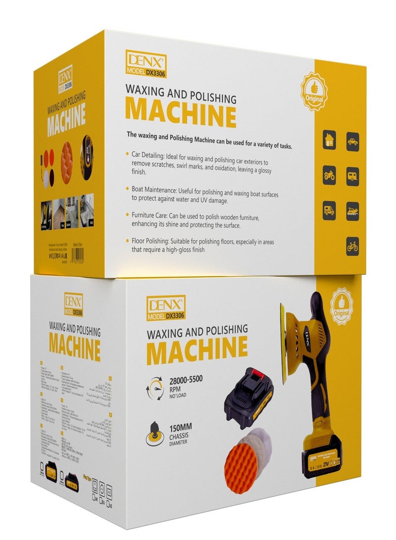دينكس ملمع عازل - مجموعة تلميع الحفر ذات السرعة المتغيرة، آلة تلميع السيارة بمقبض قابل للإزالة، مناسبة لتلميع السيارات والأثاث والأرضيات والأحجار - Image 2