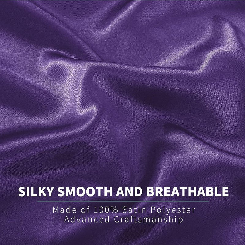 P Pothuiny 6 Pieces Queen Satin Sheets Luxury Purple Satin Bedding Sheet Set, 1 Deep Pocket Fitted Sheet + 1 Flat Sheet + 4 Pillow Cases - Image 4