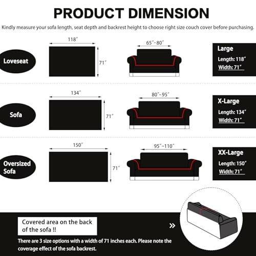 DREAMINGO Black Vintage Couch Cover Botanical Deer Jacquard Sofa Covers for 3 Cushion Couch Washable Chenille Furniture Protector Throw Slipcovers for 3 Seat Sectional Sofa, X-Large 71"x134" - Image 2
