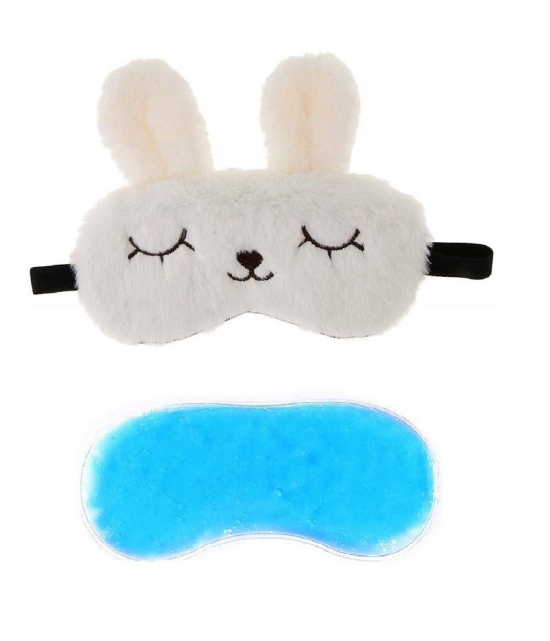 Jenna Eye Mask for Sleeping with Adjustable Strap Super Soft Sleeping Mask Blind Fold for Comfortable Sleep Travelling Sleep Mask Pad for Girls Sleeping (Bunny-White-Gel) - Image 5