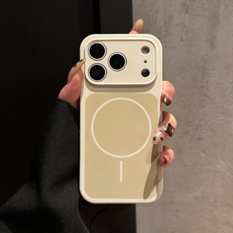 غطاء MagSafe بسيليكون باللون أبيض مغناطيسي من السيليكون لـ iPhone 16 / 16 Plus / 16 Pro / 16 Pro Max مع مغناطيس قوي وحماية من السقوط مع مقاوم للصدمات مع تصميم ثنائي اللون - Image 1