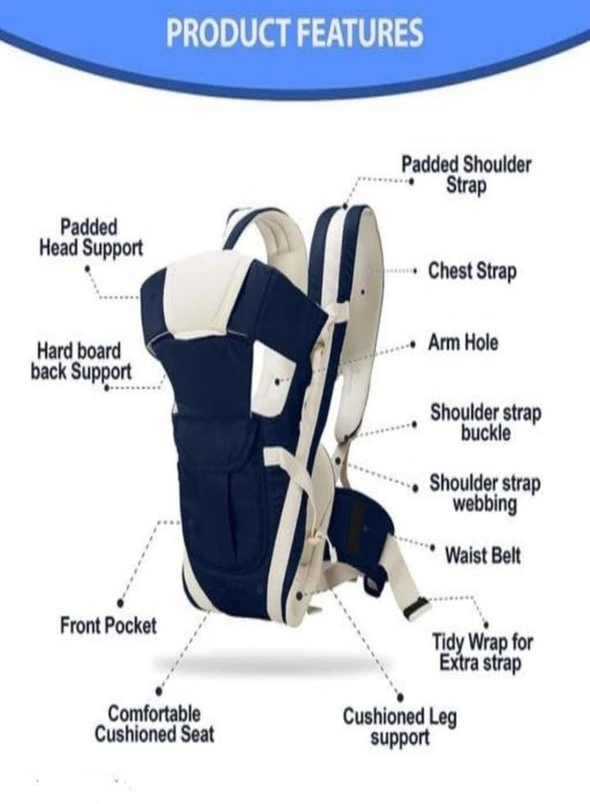 HIERAX Baby Carrier, Brown and Cream, Ergonomic Design with Padded Straps, Front and Back Carry (navyblue&Beige) - Image 3