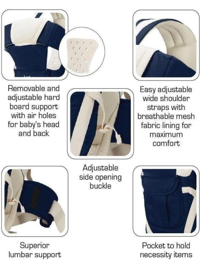 HIERAX Baby Carrier, Brown and Cream, Ergonomic Design with Padded Straps, Front and Back Carry (navyblue&Beige) - Image 2