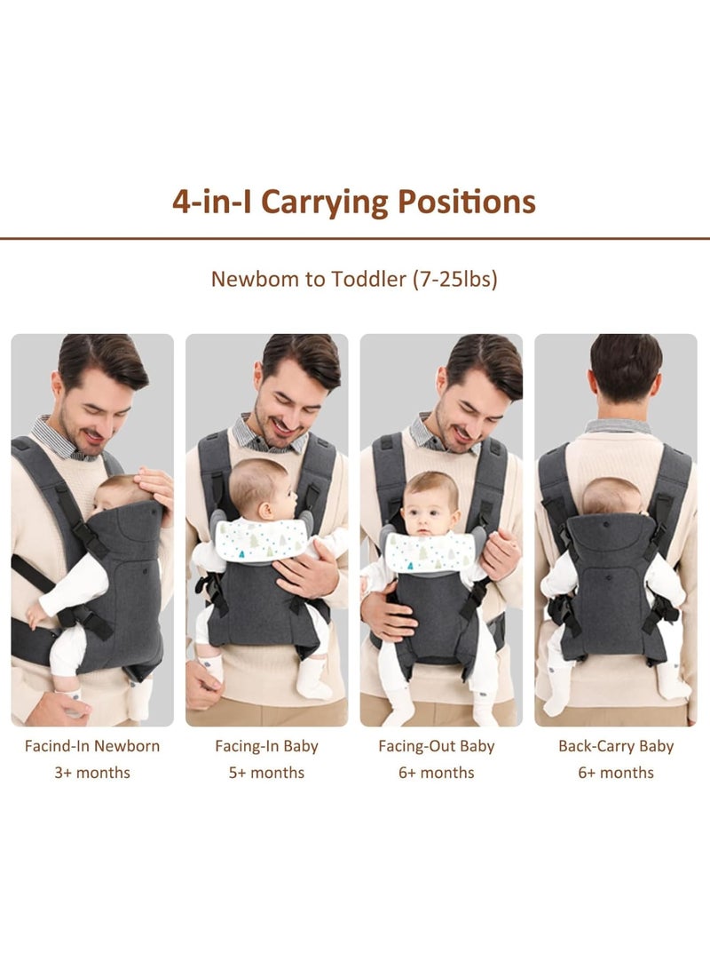 Zikra Baby Sling Carrier - 4-in-1 Ergonomic Baby Backpack, Front and Back Toddler Carrier, Front and Back Baby Sling Backpack Easily Adjustable for Newborn to Toddler (7-25 Lbs) - Image 2