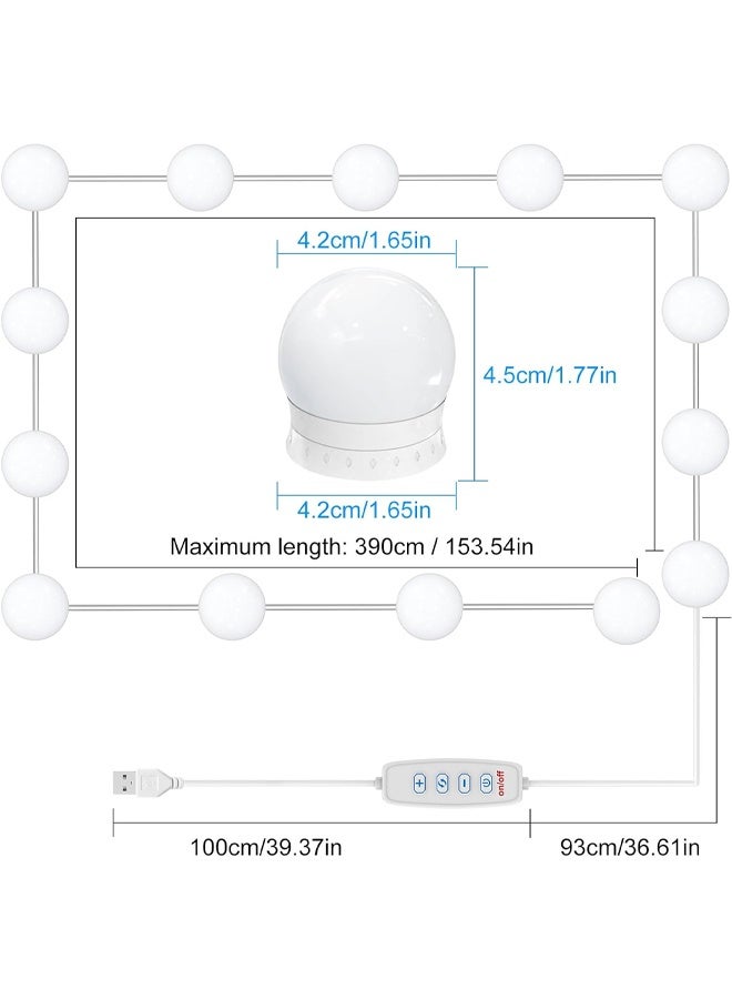 DUNISO أضواء مرآة الزينة مع 14 لمبة LED، طراز هوليوود، 3 أوضاع لون، كابل USB، سطوع وطول قابل للتعديل، لا حاجة للتثقيب، لمرآة الجسم الكامل، مرآة حائط الحمام، زينة - Image 5