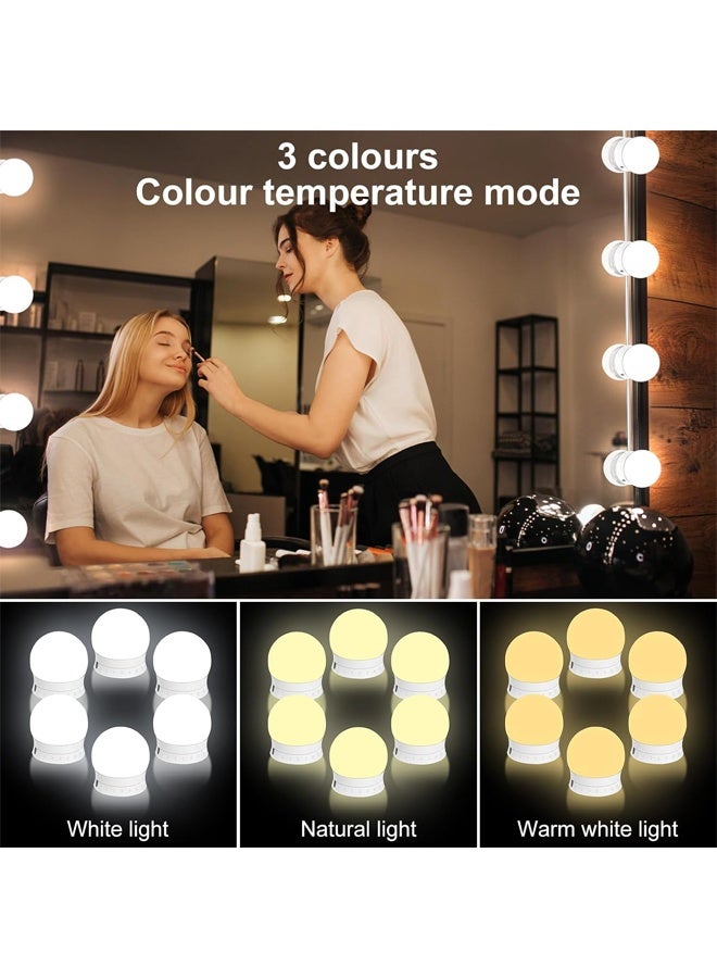 DUNISO أضواء مرآة الزينة مع 14 لمبة LED، طراز هوليوود، 3 أوضاع لون، كابل USB، سطوع وطول قابل للتعديل، لا حاجة للتثقيب، لمرآة الجسم الكامل، مرآة حائط الحمام، زينة - Image 2
