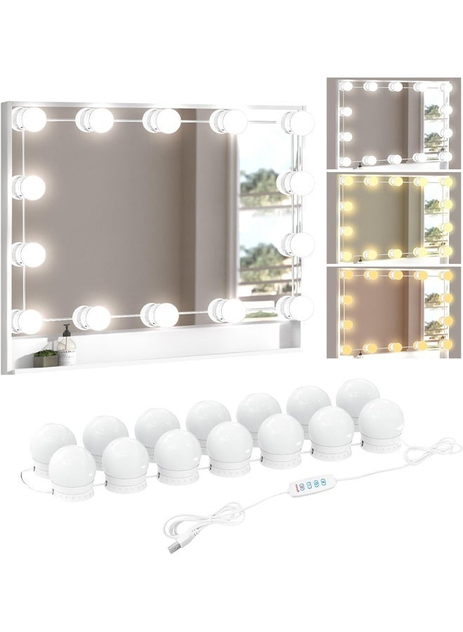 DUNISO أضواء مرآة الزينة مع 14 لمبة LED، طراز هوليوود، 3 أوضاع لون، كابل USB، سطوع وطول قابل للتعديل، لا حاجة للتثقيب، لمرآة الجسم الكامل، مرآة حائط الحمام، زينة - Image 1