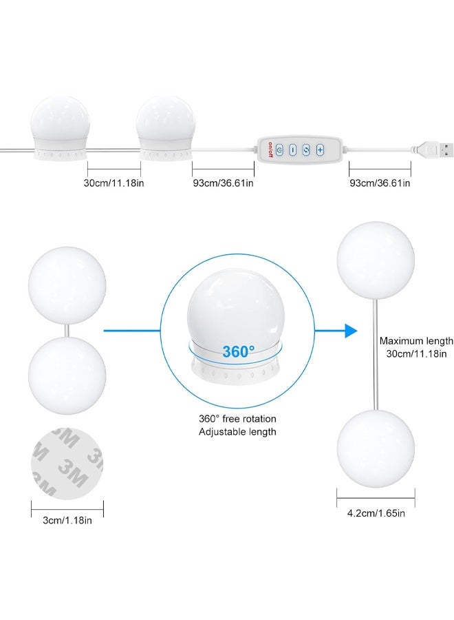 DUNISO أضواء مرآة الزينة مع 14 لمبة LED، طراز هوليوود، 3 أوضاع لون، كابل USB، سطوع وطول قابل للتعديل، لا حاجة للتثقيب، لمرآة الجسم الكامل، مرآة حائط الحمام، زينة - Image 4