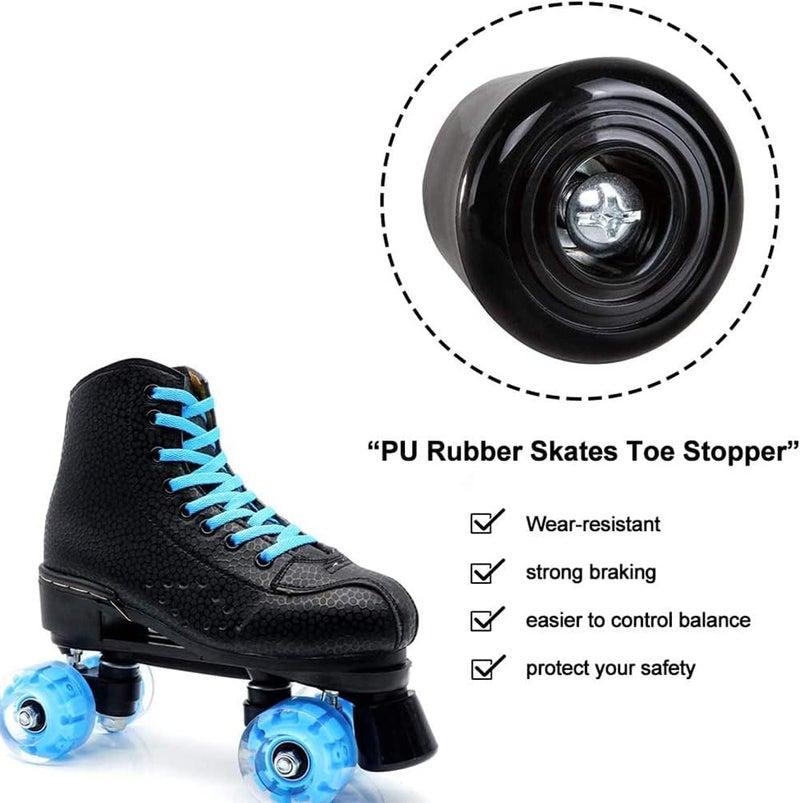 VNAKER PU Rubber Roller Skate Toe Stoppers 1 Pair with Screws - Image 3