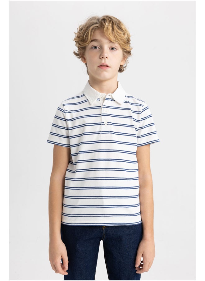 DeFacto Boy Regular Fit Polo Neck Knitted Short Sleeve Polo T-Shirt  - Image 5