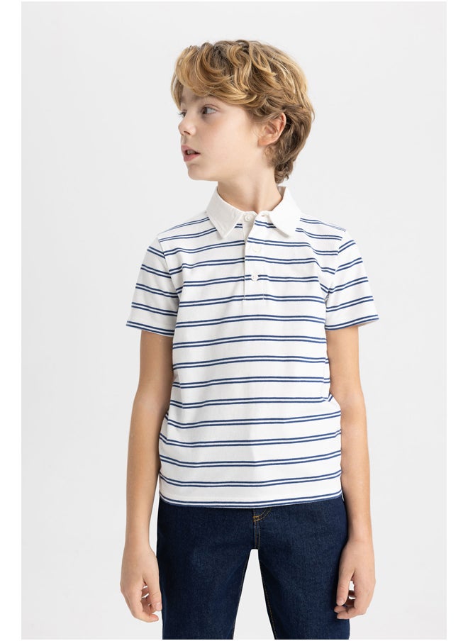 DeFacto Boy Regular Fit Polo Neck Knitted Short Sleeve Polo T-Shirt  - Image 1