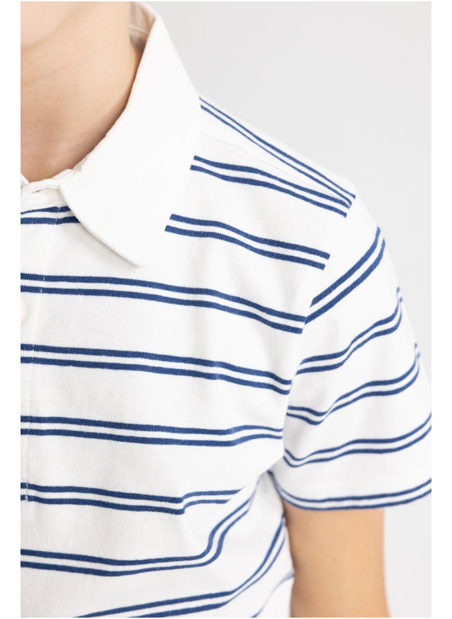 DeFacto Boy Regular Fit Polo Neck Knitted Short Sleeve Polo T-Shirt  - Image 2